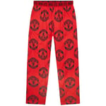 Manchester United F.C. Mens Pyjama Bottoms, Cotton Loungewear - Man United Gifts (S, Red)