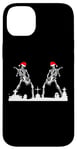 iPhone 14 Plus Skeletons Playing Rock Guitar in Graveyard Wearing Xmas Hats Case