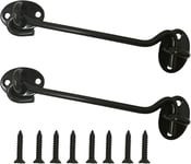 Lot De 2 Crochet Porte, Petits Crochet Fermeture Porte Noirs, Crochets De Fenêtre Pour Portes Battantes En Bois, Volets En Bois, Portail De Grange, Loquet De Portail De Jardin