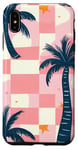 Coque pour iPhone XS Max Rose Art Déco Plage à Carreaux Coucher De Soleil Océan Whimsical Palm