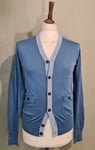 Dolce And Gabbana GNC21K Contrast Silk Cardigan Sweater Blue Size XS uk 36 eu 46