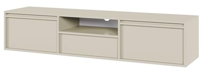 Selsey Meuble TV Suspendu Armoire De Télévision avec Tiroir Deux Portes 154 cm Beige Gris Evo