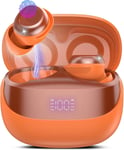 Ecouteurs Bluetooth sans Fil, Mini Écouteur Bluetooth 5.4 HiFi Stéréo, Écouteurs sans Fil avec Réduction du Bruit, 47H Ecouteur Sommeil avec Contrôle Tactile, IPX7 Étanche Oreillette Bluetooth, Orange