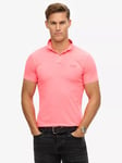 Superdry Essential Logo Neon Jersey Polo Shirt, Fiery Coral