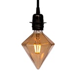 LED Bulb E27 ES Edison Screw Dimmable Filament Diamond Antique Vintage Retro Light with Amber Glass, 2200K, 6W (Equivalent to 60W) [Energy Class A]