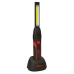 KS TOOLS - 150.4313 - Baladeuse LED COB 300 lumen - Eclairage latéral + frontal - Puissante et pratique - Inclinable - Station charge micro-USB ou secteur - Aimantée et crochet pour main libre - IP 20