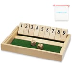 Shut The Box Jeu de Société en Bois, Classique-Jeu de Dés-Jeu de Rassemblement de la Famille Jouet de Voyage Convient avec Sac de Stockage Formation en Logique Mathématique Cadeau pour Enfants