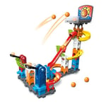 VTech - Marble Rush, Circuit à Billes Basketball Set S500, Jeu de Construction et de Catapultes avec Panier de Basket, 41 Pièces, 6 Billes, Cadeau Enfant Dès 4 Ans - Contenu en Français