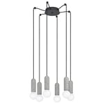 Eglo Giaconecchia Suspension 6 Ampoules Vintage Moderne en Acier et Terrazzo en Anthracite, Gris, Lampe de Table de Salon Suspendue avec Douille E27