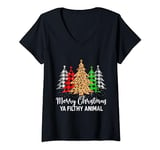 Womens Merry Christmas Animal Filthy Ya Plaid Xmas Tree Pajamas V-Neck T-Shirt