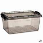 Förvaringslåda med lock Antracitgrå Plast 8,5 L 24 x 16 x 37 cm (12 antal)