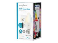 Nedis Smartlife - Led-Glödlampa - Form: Ljus - E14 - 4.9 W (Motsvarande 40 W) - Klass F - Varmt Till Kallt Vitt Ljus - 2700-6500 K - Vit