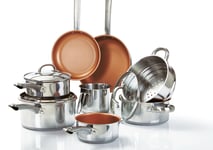 11 Piece Pan Set Non Stick Cookware Set Stainless Steel Copper Healthy Cooking