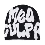 Dam Beanie med Grafisk Skalle MEA Culpa Y2K Stickad Beanie Varm Vinterhatt Black & White