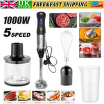 1000W 4 in 1 Hand Blender Mini Chopper With Beaker Whisk Immersion Mixer UK New