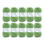 Gründl Laine à feutrer uni (Laine à feutrer, à Tricoter et à Crocheter, Fil 100% Pure Laine Vierge, 50 g / 50 m, Taille d'aiguille : 8-9, 10 x 50 g), Vert Gazon