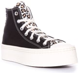 Converse All Star Modern Lift High Top A08009C In Black Leopard Size UK 3 - 8