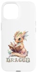 Coque pour iPhone 15 Bébé dragon mignon à lire | Fantasy | Jeu de rôle | Dragon