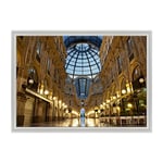 Tableau sur Toile avec Cadre - Milano - Galeria Victorio Emanuele II - pour lit 1 Place du Homme - 70 x 100 cm - Style Contemporain Blanc - (Code 1473)