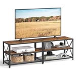 VASAGLE Meuble TV, Support TV pour télévision jusqu'à 70 Pouces, Table de Salon, avec étagères de Rangement, Cadre en Acier, pour Salon, Chambre, Marron Rustique et Noir LTV095B01