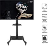 Support TV,Support TV Mobile sur Table,Chariot TV réglable en Hauteur avec Roue pour téléviseur en Porte-à-Faux de 32 à 65 Pouces,capacité de Poids de 70 kg