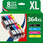 123CONSOMMABLES - 364XL - Cartouche d'encre Compatible avec HP 364 364XL pour Officejet 4620 4610 4622 Deskjet 3070A 3520 3524 Photosmart 5520 5510 5511 5512 (2 Noir / 2 Cyan / 2 Magenta / 2 Jaune)