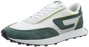 DIESEL S- Racer, Baskets Homme, Blanc Vert, 44 EU