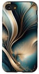 Coque pour iPhone SE (2020) / 7 / 8 Golden Breeze – Motif abstrait bleu sarcelle et doré