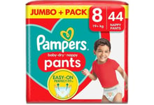 Pampers Baby-Dry Nappy Pants Size 8, 44 Nappies, 19kg+, Jumbo+ Pack 