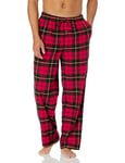 Amazon Essentials Pantalon de Pyjama en Flanelle (Grandes Tailles Disponibles) Homme, Noir Rouge Carreaux Lainés, XL