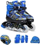 GYY Skates en Ligne réglables, Chaussures à roulettes avec Roues Lumineuses, avec des Cadres en Aluminium, pour garçons Filles Enfants Enfants Enfants Enfants (Color : Blue, Size : 44EU)