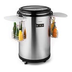 KLARSTEIN Mr. Barbot Glacière boissons mini bar (50 L, roulettes compact, paniers à boissons, acier inoxydable, affichage de la température, classe énergétique A+)