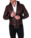 D'Arienzo Bomber Cuir Bordeaux Homme Cuir Véritable Made in Italy Biancolino 54/XXL/Bordeaux