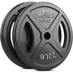 Amonax disque de musculation, plaques de poids de 2,5kg, 5kg, 10kg poids musculation pour barres 25mm, fonte disques d'haltère pour haltérophilie et hip thrust chez vous