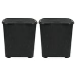 2 x Small Plastic Laundry Basket & Lid 45L Washing Clothes Storage Hamper BLACK