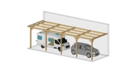 Charpente toit plat adossé 400cmx1250cm, bois DOUGLAS Français label PEFC (Carport - Auvent - Abri Camping-car), surface 50 m².