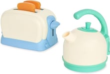 Casdon 48650 Breakfast Realistic Toy Kettle and Toaster Set for Children Aged 3+. Features Interactive Elements to Expand On Imagination, White