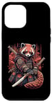 Coque pour iPhone 12 Pro Max Red Panda Guerrier Samouraï Art Japonais