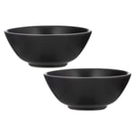 2Pcs Classic Black Bowl 17cm Round Ceramic Food Storage Serving Bowl Kitchenware