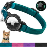 Collier Lumineux AirTag pour Chat avec Support OUCWLTAG Air Tag - Collier de Suivi de Chat avec Bande élastique de sécurité pour Fille, garçon, Chat, Chaton et Chiot (22,9 à 33 cm, Bleu)