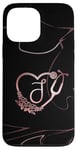 Coque pour iPhone 13 Pro Max J Monogramme Initial Infirmière Docteur Rose Stéthoscope