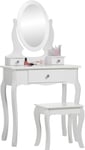 Runesol Girls Dressing Table (Age 8-13yrs) with Mirror and Stool, Childrens Whi