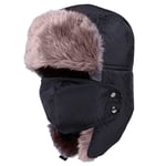 Winter Balaclava Earflap Bomber Hats Caps Scarf Men Women Trapper Hat Trooper Earflap Snow Ski Hat Cap Scarve for Running Fishing Cycling (Color : Black, Size : One Size)