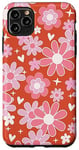 Coque pour iPhone 11 Pro Max Retro Groovy Pink Red Flowers Floral Blossom Designs