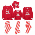 Jul Matchande Familj Pyjamas Pyjamas Kläder Matchande Kläder Printed Top+Stripe Byxor Outfits pijamas de navidad familiar Red Kids 3-4Y