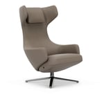 Vitra - Grand Repos Low, Aluminium Polished Base, Back/Seat Leather Premium L40 Sand - Fåtöljer - Antonio Citterio - Beige - Dun/Läder/Metall/Skum/Plast