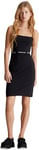 Calvin Klein Jeans Women Dress Logo Elastic Strappy Slim Straps, Black (Ck Black), L