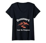 Womens Lost On Purpose Denmark Travel Vacation Denmark V-Neck T-Shirt