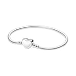 PANDORA Bracelet Snake Chain Sterling Silver Bracelet avec gravable Heart Clasp 599206C00-19 Marque, taille unique, Métal, Pas de gemme