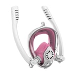 Snorkeling Diving Mask Double Respirator Full Face Snorkel Mask, Anti-Fog And Foldable Design Breathing System For A Safe Adults/Kids Snorkeling Experience ( Color : N59 White Pink , Size : L-XL )